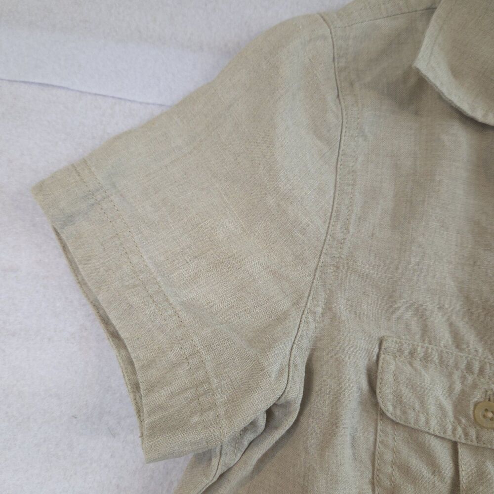 Eddie Bauer Womens Linen Shortsleeve Button Down Shirt Beige S Safari Gorp - Picture 4 of 10